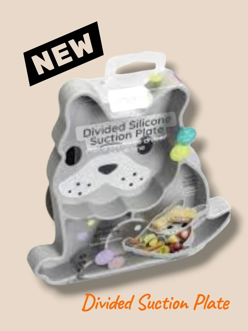 New Gray Divided Silicone Suction Dog Plate by Melii